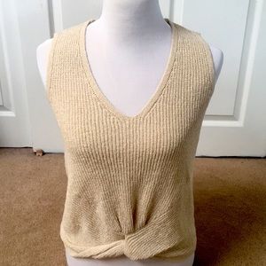 Pretty Cream Knit V Neck Pull Over Vest